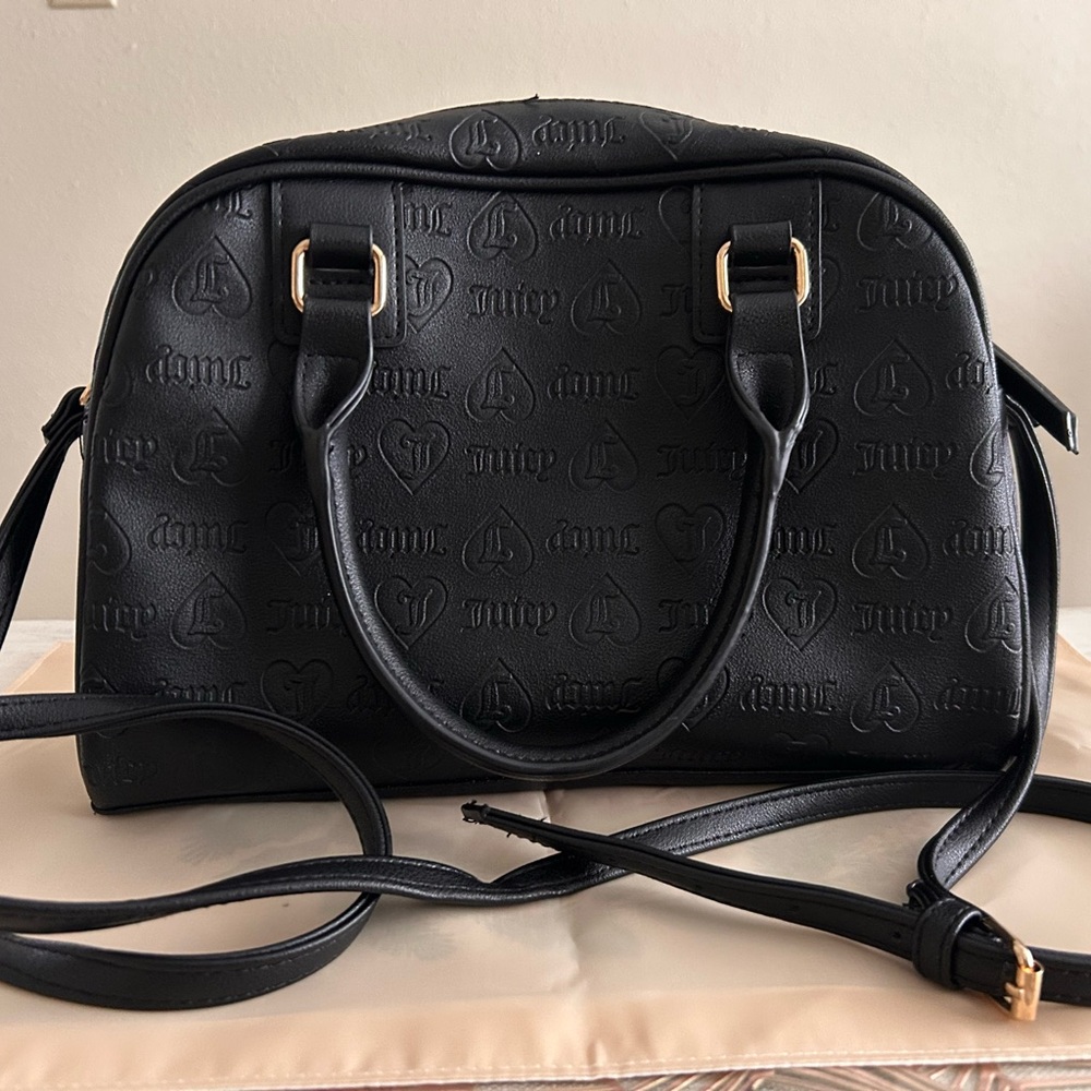 Juicy Couture Black & Hot Pink Dome Satchel with Logo Panel - Picture 2 of 5